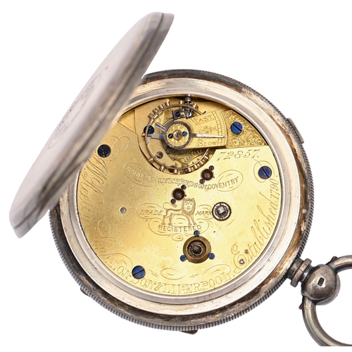 125 - An English silver lever watch, Centre seconds chronograph, J Richardson Coventry for J W Keeley &... 