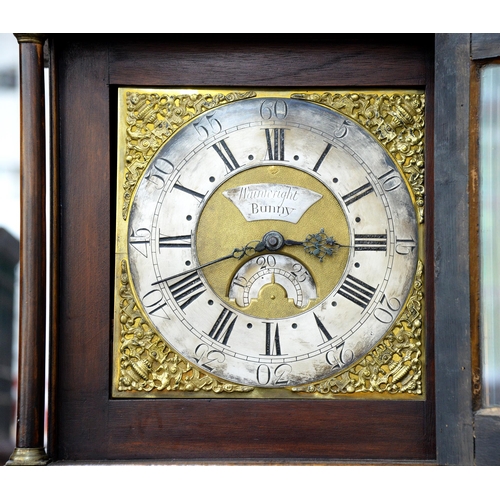 1264A - A nineteenth century oak thirty hour longcase clock the brass dial with silvered chapter ring, inscr... 