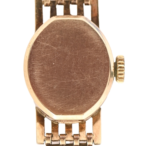 127 - A Rotary 9ct gold oval lady's wristwatch, 12mm on 9ct gold bracelet, Birmingham 1978, 17.6g... 