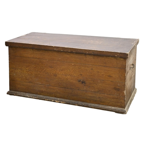 1289 - A Victorian stained pine trunk, 63cm h; 126cm x 52cm