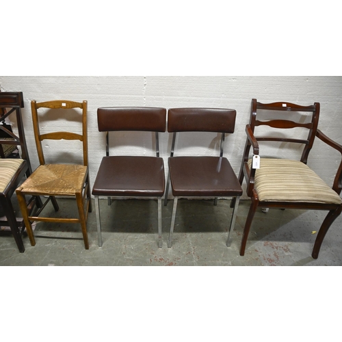 1294 - A set of Victorian style mahogany dining chairs, a pair of rush seated ash kitchen chairs and two ot... 