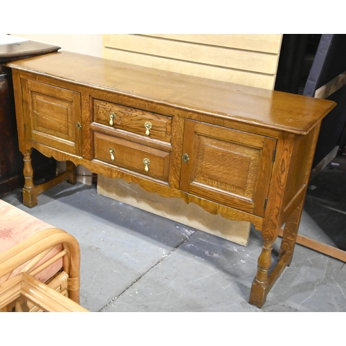 1313 - An antique style oak dresser base, 84cm h; 152cm x 43cm