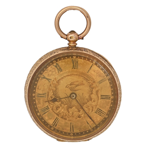 132 - A Swiss 14ct gold cylinder lady's watch, c1900, 36mm diam, 30.2g