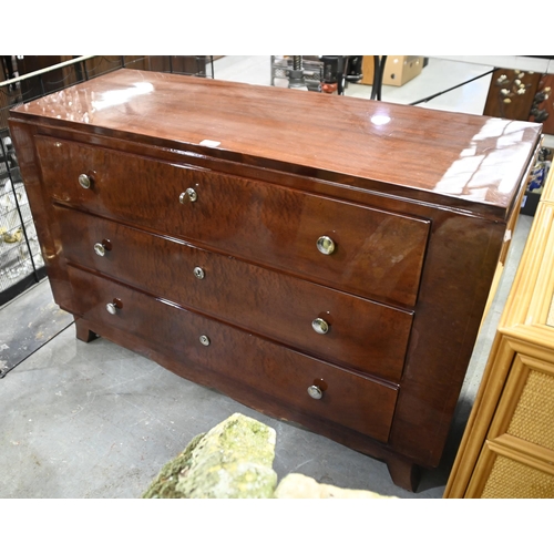 1328 - A modern chest of drawers, mahogany gloss finish, 78cm h; 121cm x 45cm