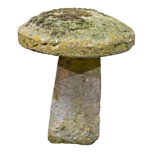 1342 - A 19th c staddle stone and cap, 70cm h x 60cm