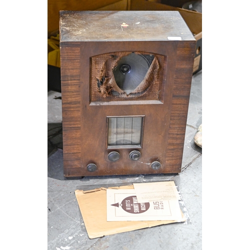 1418 - A Bush 1930s walnut mains radio, with manufacturer's instructions, 50cm h; 40 x 25cm... 