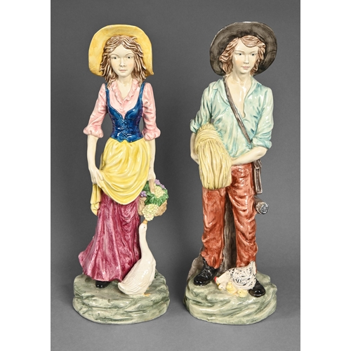 1447 - A pair of Continental figures of young farmers, 52cm h