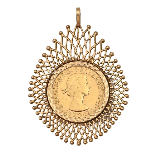 150 - Gold coin. Sovereign, 1968 mounted in 9ct gold pendant 14.5g