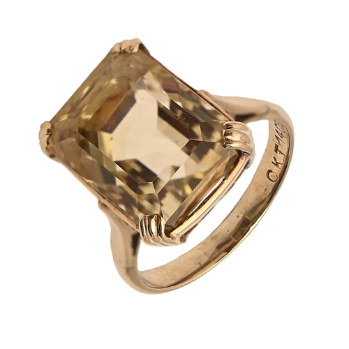 173 - A citrine ring in gold marked 14ct, 5.6g, size I