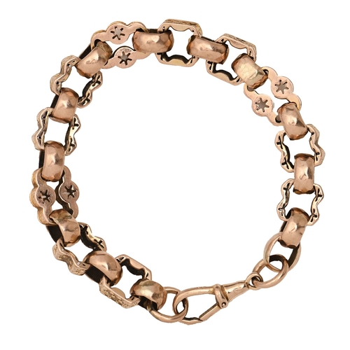 180 - A gold bracelet, c.1900, adapted from a watch chain, 19cm l, marked 9c, 14.6g