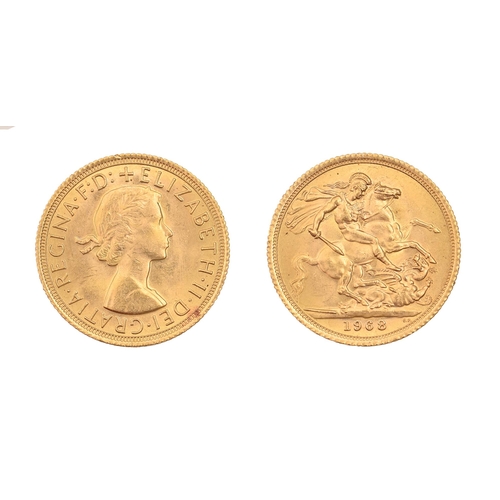 195 - Gold coin. Sovereign 1968