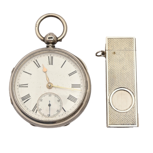 212 - A silver cigar cutter, Birmingham 1979 and a silver lever watch, London 1875 (2)