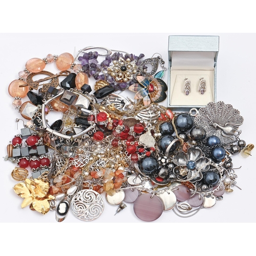 249 - Miscellaneous costume jewellery, including silver articles