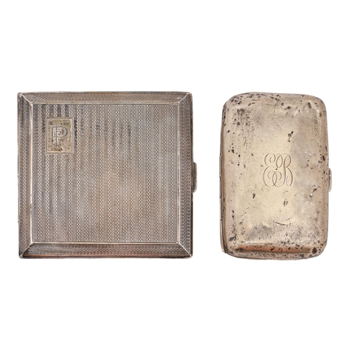 274 - A George V silver cigarette case, engine turned, 84mm x 84mm, by Albert Sydenham, Birmingham 1929 an... 