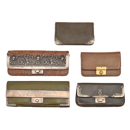 277 - Four silver-mounted fine morocco and other leather wallets and purses, late 19th-early 20th c, vario... 