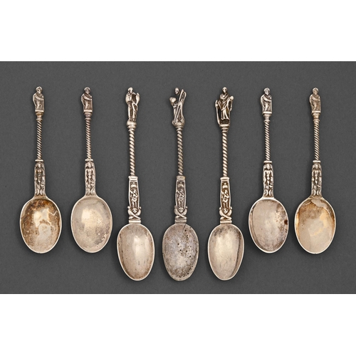 288 - A set of four Victorian silver coffee spoons, Apostle pattern, maker's mark rubbed, London 1884 and ... 