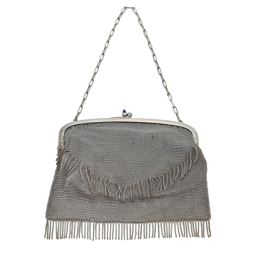 297 - A metalware and chainmail evening bag, 1920s, 16.5cm l, stamped ALPACA