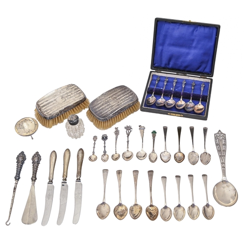 333 - Miscellaneous silver flatware, George III and later, including a cased set of six Apostle pattern co... 