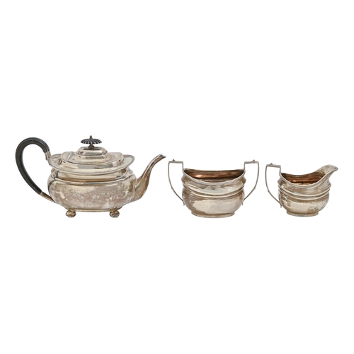 341 - A George V silver teapot, on bun feet, 14cm h by Atkin Bros,  Sheffield 1912 and a silver cream jug ... 