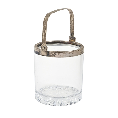 345 - An EPNS mounted glass ice pail, 22cm h including handle