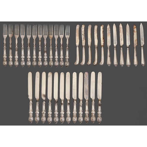 347 - Miscellaneous silver hafted knives and forks, Victorian and later