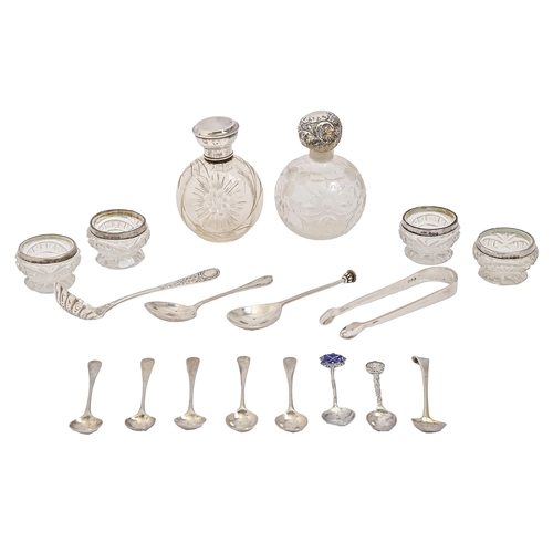 348 - Miscellaneous small silver flatware, George III and later, to include a replica seal-topped spoon by... 