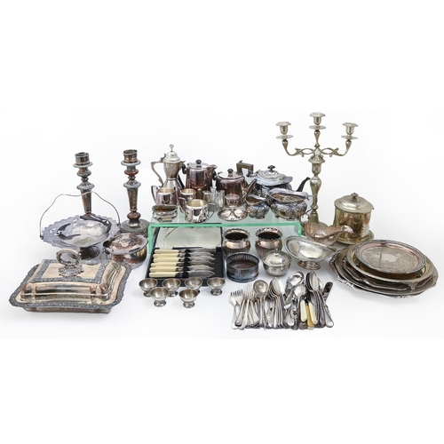 371 - Miscellaneous plated ware, Victorian and later, to include tea services, entree dish, cake basket an... 