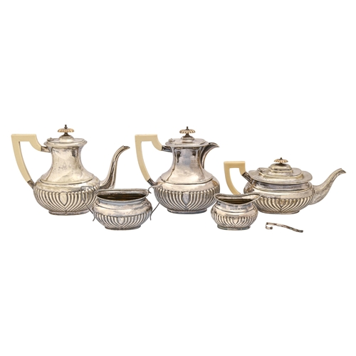 372 - A five-piece EPNS tea and coffee service, early 20th c, coffee pot 22cm h