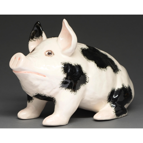 406 - A Griselda Hill earthenware Wemyss pig, late 20th c,  7cm h, painted Griselda Hill Pottery... 