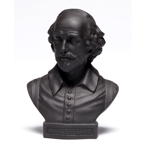 407 - A Wedgwood  black basalt portrait  bust of William Shakespeare, 20th c,  26cm h... 