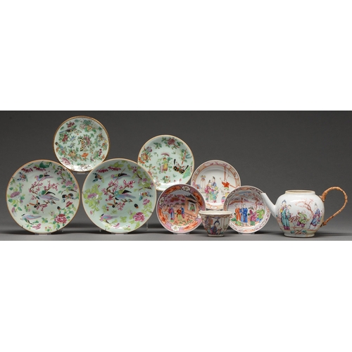 446 - Miscellaneous Chinese ceramics, first half of 19th c and later, to include a tea bowl painted with w... 