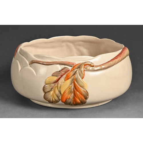 450 - Clarice Cliff. A Chestnut moulded bowl, c.1937, 20.5cm diam, printed mark