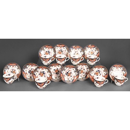 452 - Eight Davenport Imari cups and twelve saucers, c.1870, the saucers 13.5cm diam, printed mark and pai... 