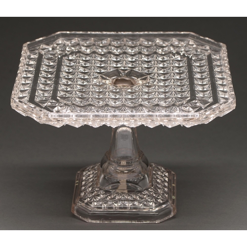 457 - An English press moulded glass cake stand, c.1920, 18cm h