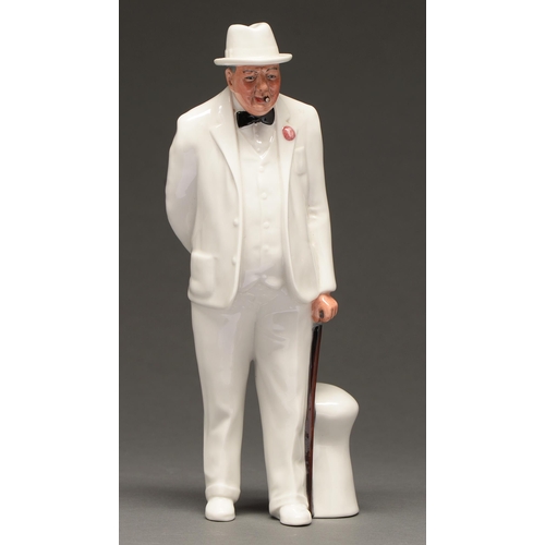 499 - A Royal Doulton bone china figure of Sir Winston Churchill,  printed mark and  HN3057, 27cm h... 