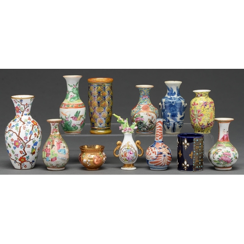 503 - Miscellaneous miniature vases, 19th and 20th c, including six Chinese Canton famille rose vases and ... 