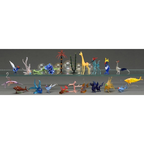 504 - Miscellaneous Venetian coloured glass lampwork animals and other objects mid 20th c