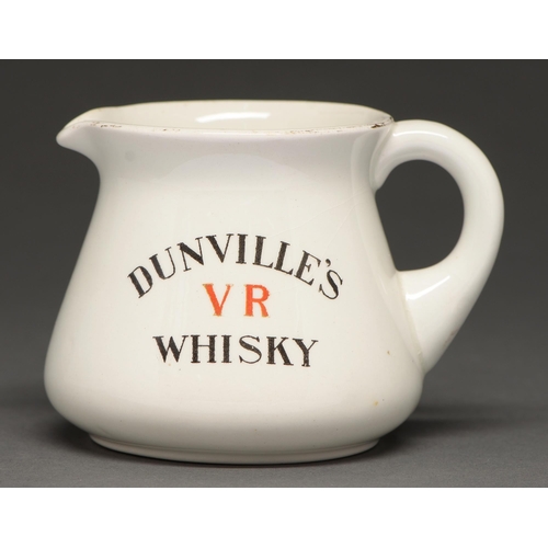 560 - An earthenware Dunville's Whiskey jug, printed in black and red, 3.5cm h, mark of J A Campbell, Belf... 