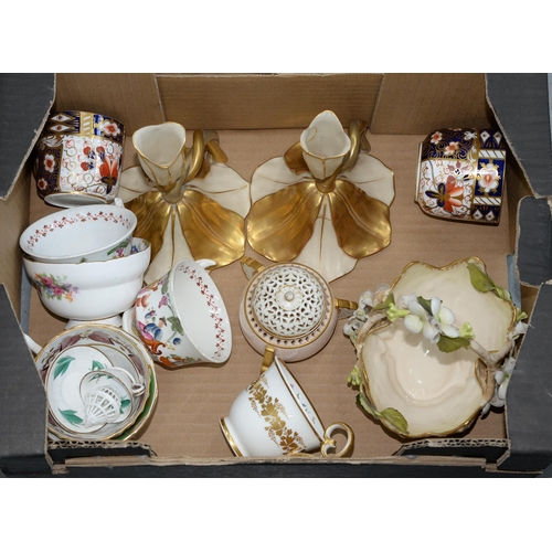 574 - Miscellaneous ceramics, 19th c and later, to include a pair of Royal Worcester porcelain gilded lily... 