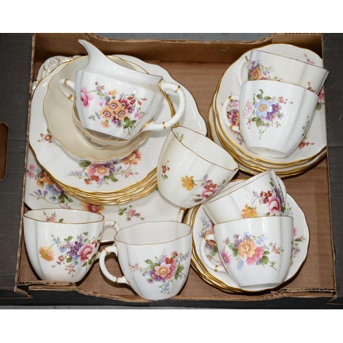 576 - A Royal Crown Derby Posies pattern tea service, printed mark, dish 25cm over handles... 