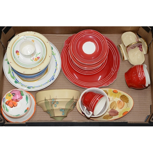 588 - Miscellaneous Grays Pottery teaware and other ceramics, c.1930, to include a wall pocket painted wit... 