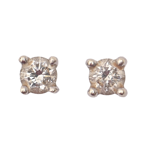 62 - A pair of diamond earrings, in white gold, 4 x 4mm, marks obscured, 0.9g