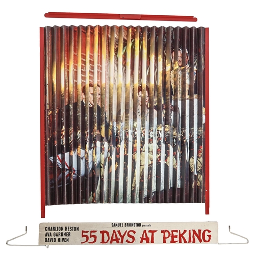 672 - Film memorabilia. An original 55 Days at Peking concertina movie poster,   in  cardboard tube, 47cm ... 