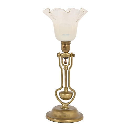 674 - A Playmit brass gimbaled lamp, early 20th c, with contemporary glass shade, the base stamped Playmit... 