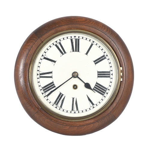 711 - A mahogany wall timepiece with painted dial, early 20th c, 29cm diam