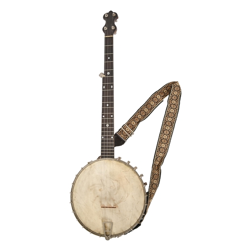 712 - Musical Instruments. A five-string open back banjo, c1930, with calf skin 11