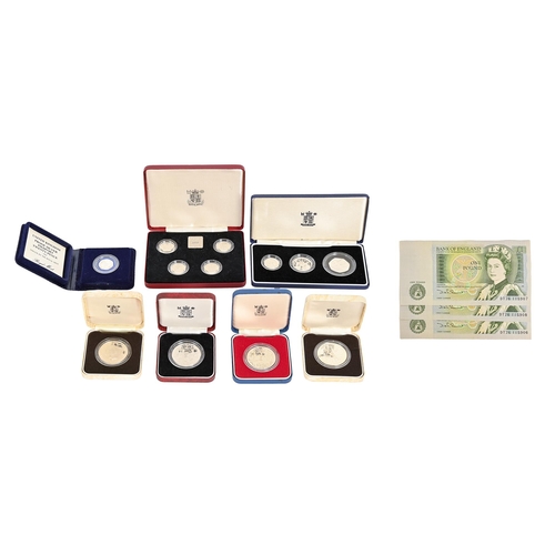 738 - Silver coins.  United Kingdom Proof and Proof Piedfort decimal coins and sets, including four crowns... 