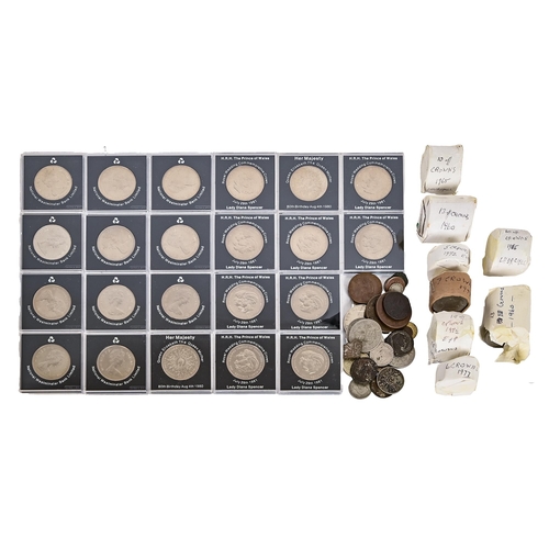 744 - Miscellaneous United Kingdom commemorative crowns and other base metal coins, several Roman, and oth... 