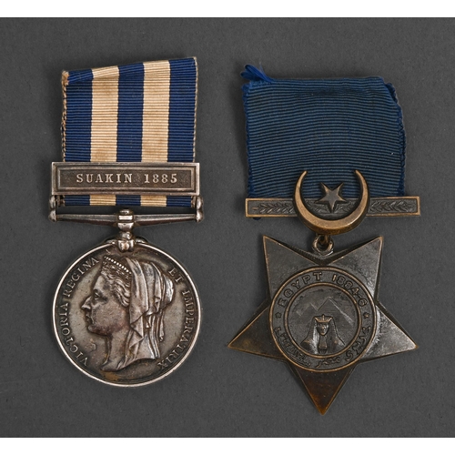 755 - Egypt Campaign pair, Egypt Medal, one clasp Suakin 1885 and Khedive's Star 1884-6, 4988 Pte G Smith ... 