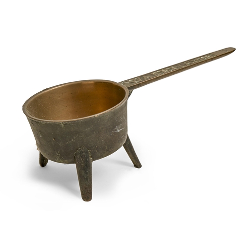 786 - An English bronze skillet, Bristol, c1800-1848, the handle cast WASBOROUGH 3, 41cm l... 